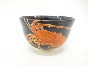 京焼　宮地英香造　金彩色絵　海老　茶碗